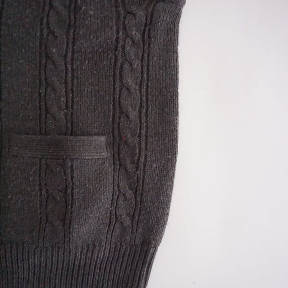 Vintage Towncraft Grey-ish Brown Cable Knit Button Up Cardigan Vest L - Picture 5 of 10